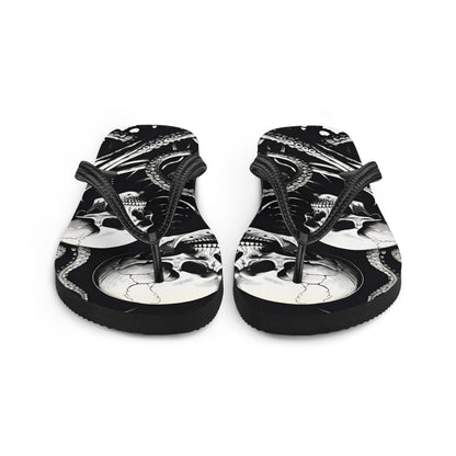 Skeletons and Octopus Tentacles Gothic Flip Flops