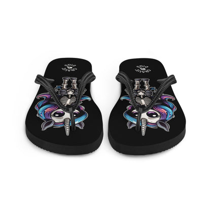 Grave Digs Skeleton Unicorn Flip Flops