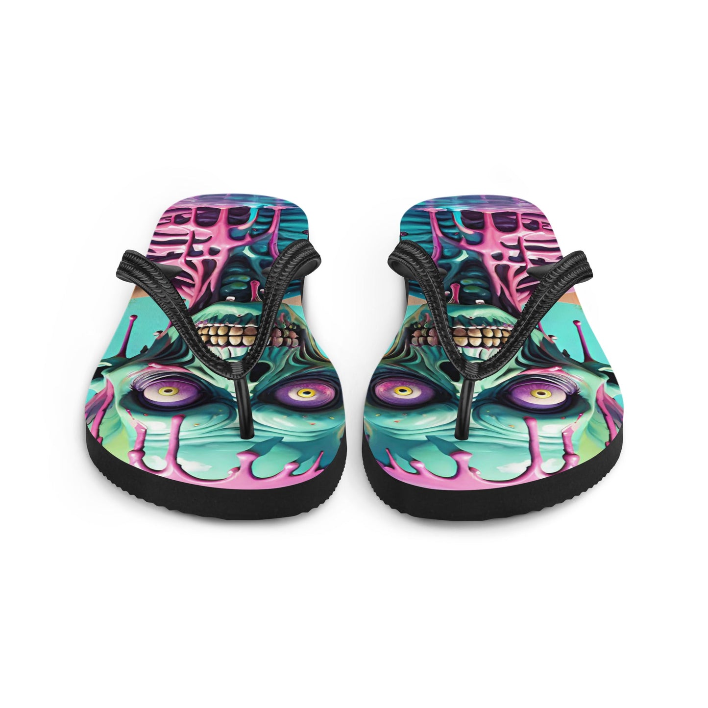 Colorful Melting Candy Zombie Gothic Flip Flops