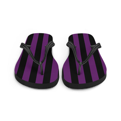 Black and Purple Striped Flip Flops