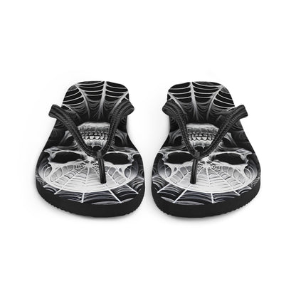 Spider Web Skull Flip Flops