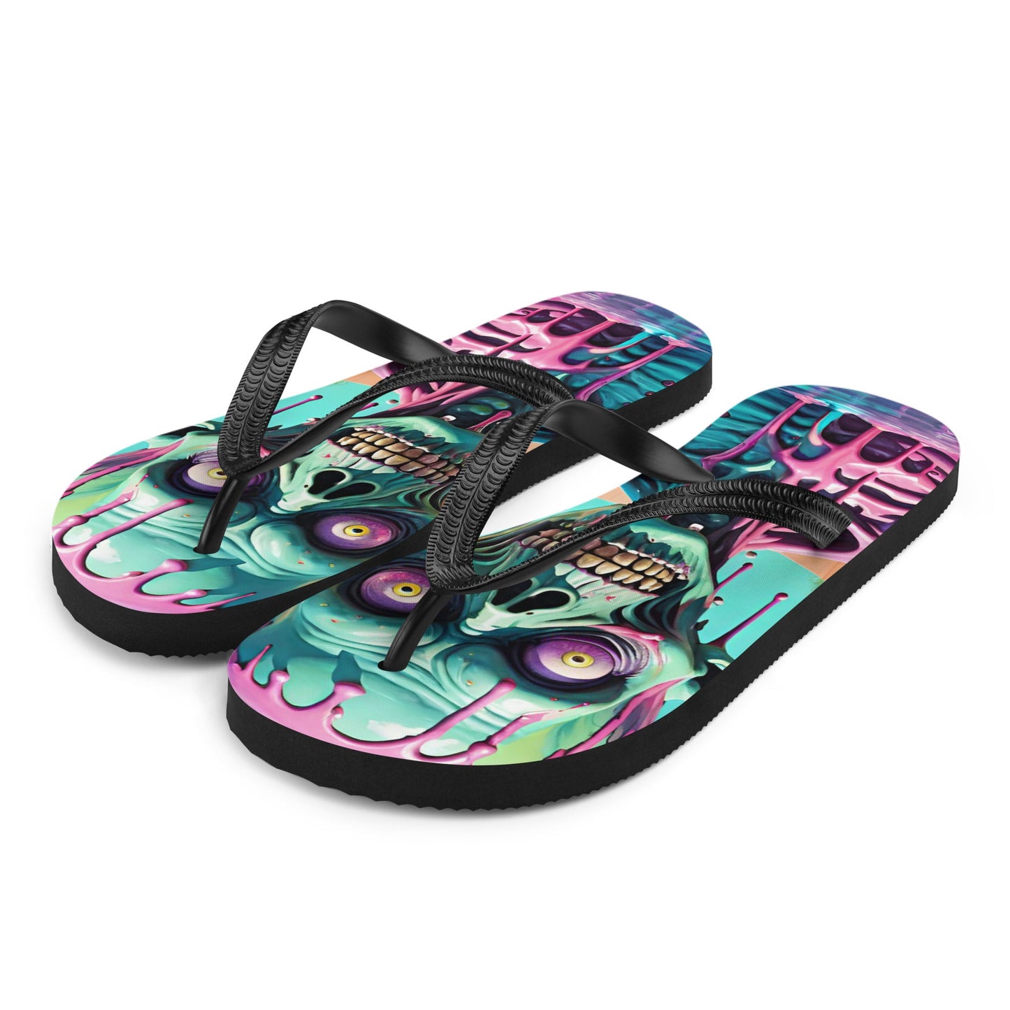 Colorful Melting Candy Zombie Gothic Flip Flops