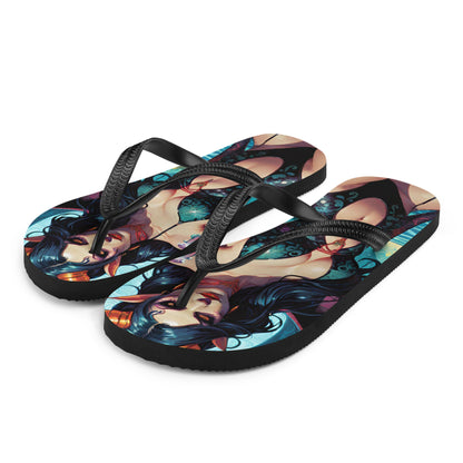 Colorful Summer Succubus in a Swimsuit 4 Gothic Flip Flops