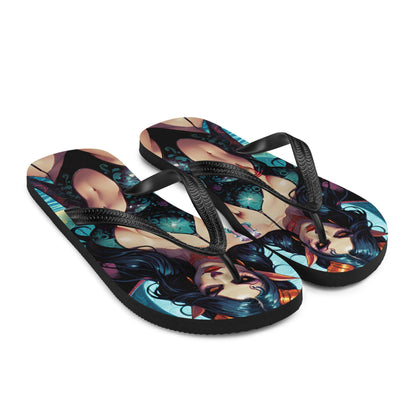 Colorful Summer Succubus in a Swimsuit 4 Gothic Flip Flops