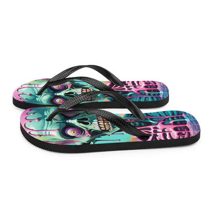 Colorful Melting Candy Zombie Gothic Flip Flops