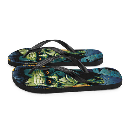 Colorful Frankenstein Gothic Flip Flops