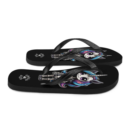 Grave Digs Skeleton Unicorn Flip Flops