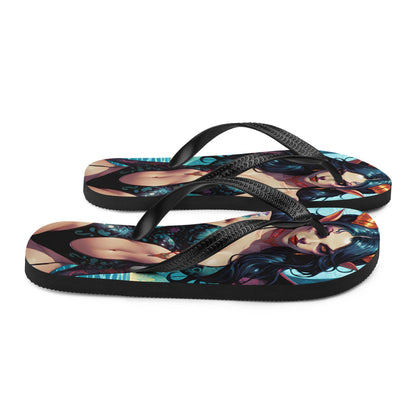 Colorful Summer Succubus in a Swimsuit 4 Gothic Flip Flops