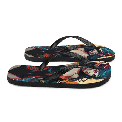Colorful Summer Succubus in a Swimsuit 1 Gothic Flip Flops