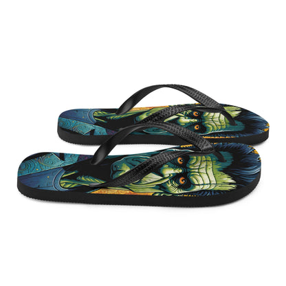 Colorful Frankenstein Gothic Flip Flops