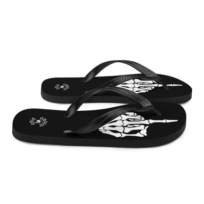 Grave Digs Skeleton Middle Finger Gothic Flip Flops