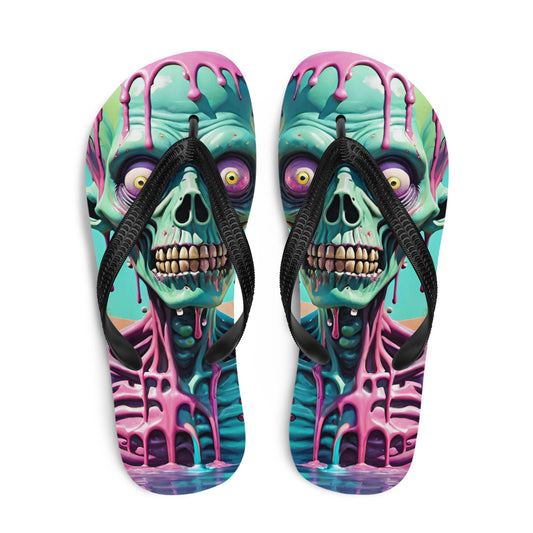 Colorful Melting Candy Zombie Gothic Flip Flops