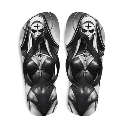 Sexy Evil Nun 3 Gothic Flip Flops