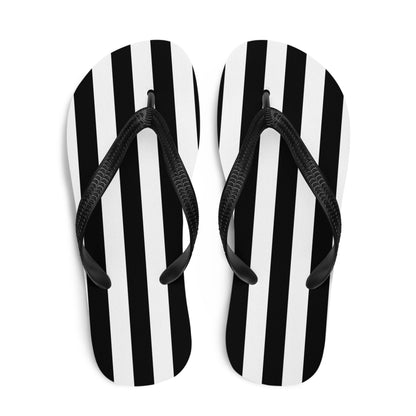 Black and White Striped Flip Flops