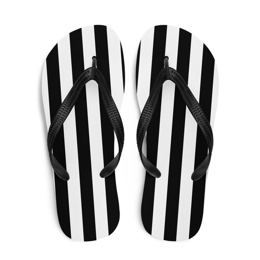 Black and White Striped Flip Flops