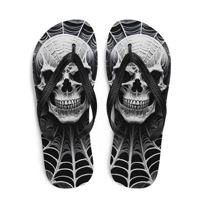 Spider Web Skull Flip Flops