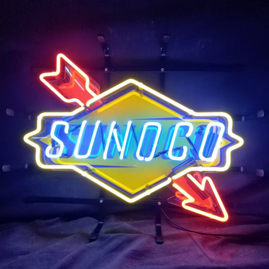 Sunoco Gasoline Company Logo Neon Sign Light