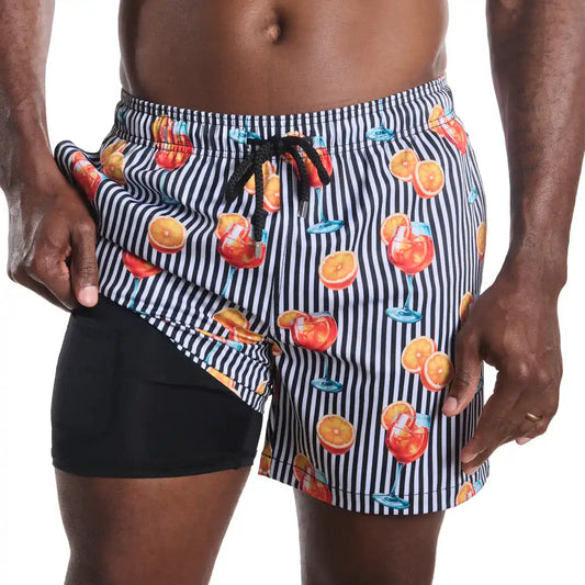 Sunset Spritz, Surf and Storm Hybrid Short, Compression Lined Swim and Resort Trunk