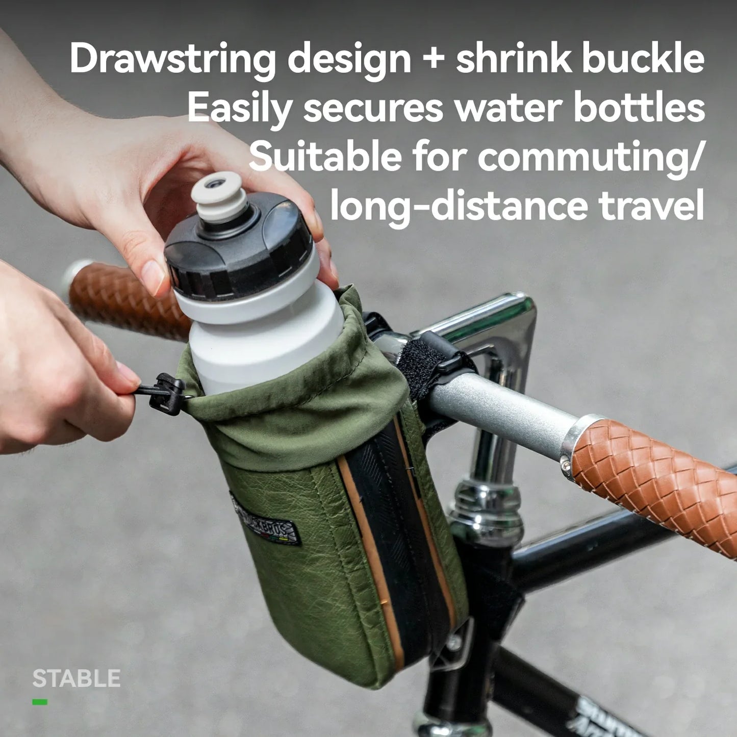 Sustainable Eco-Friendly  Recycled Tire Bike Water Bottle Bags 0.8L ROAD TO SKY