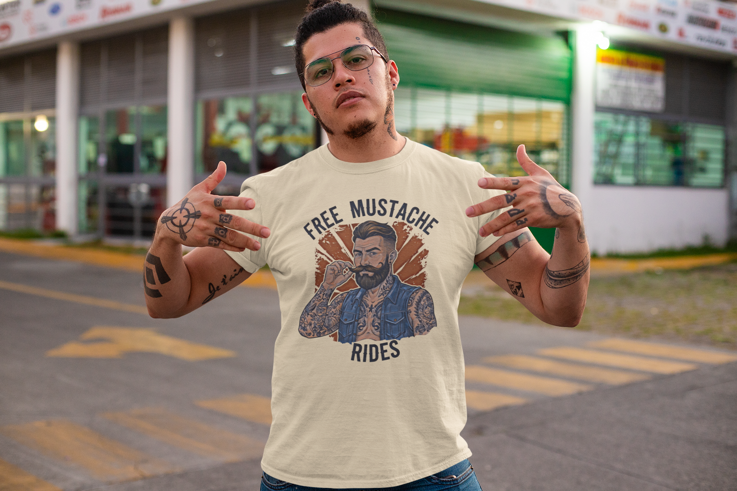 Free Mustache Rides Graphic Tee