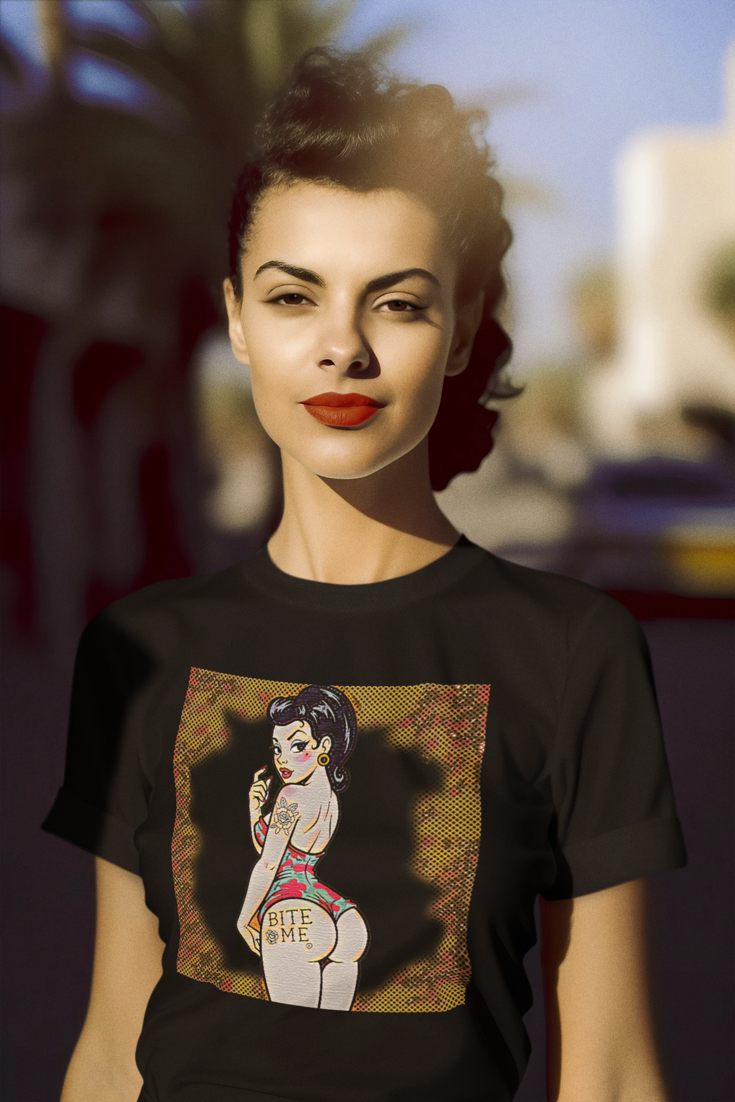Bite Me Pin Up Graphic Tee