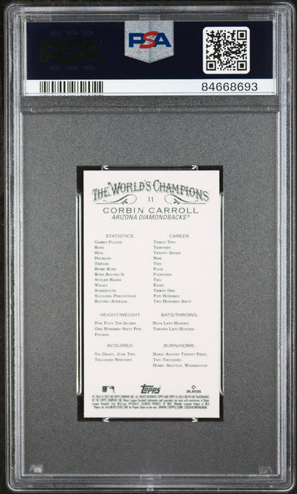 Graded 2023 Topps Allen & Ginter Corbin Carroll #11 Mini Rookie RC Baseball Card PSA 10 Gem Mint