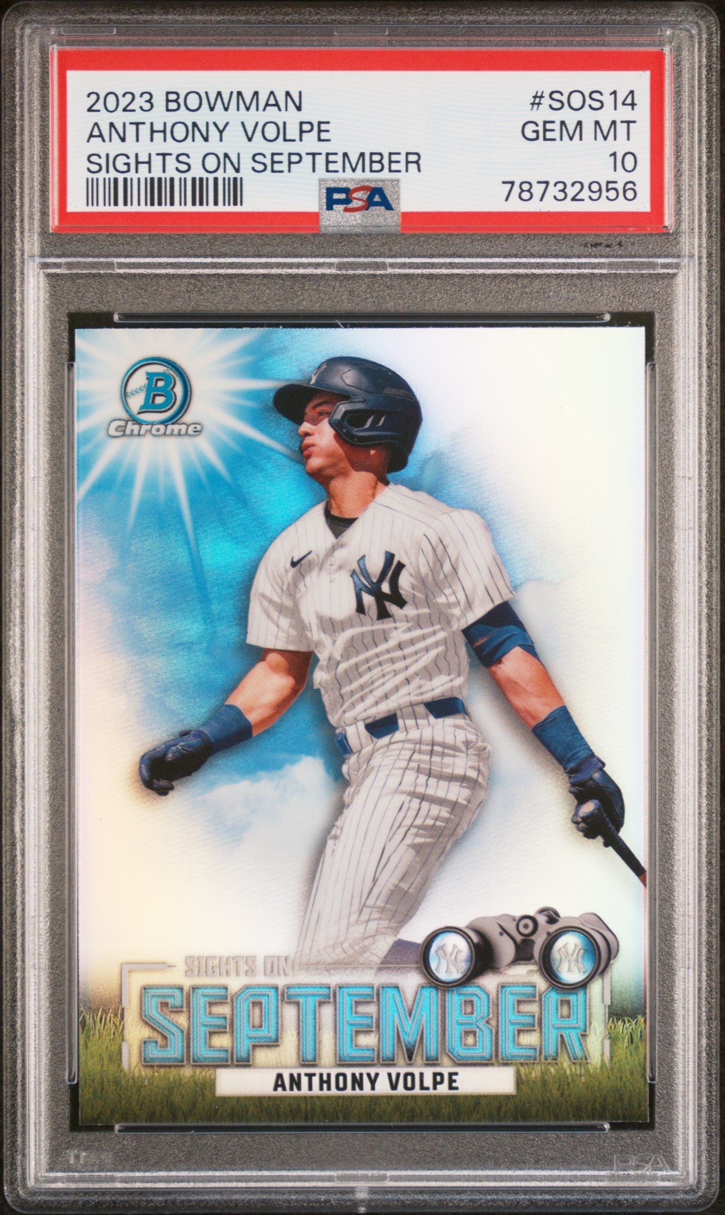 Graded 2023 Topps Bowman Anthony Volpe #SOS14 Sights on September Rookie RC Baseball Card PSA 10 Gem Mint