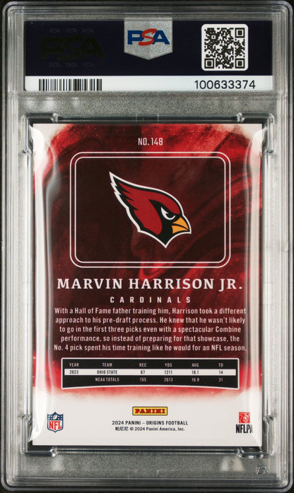 Graded 2024 Panini Origins Marvin Harrison Jr #148 Rookie RC Football Card PSA 10 Gem Mint