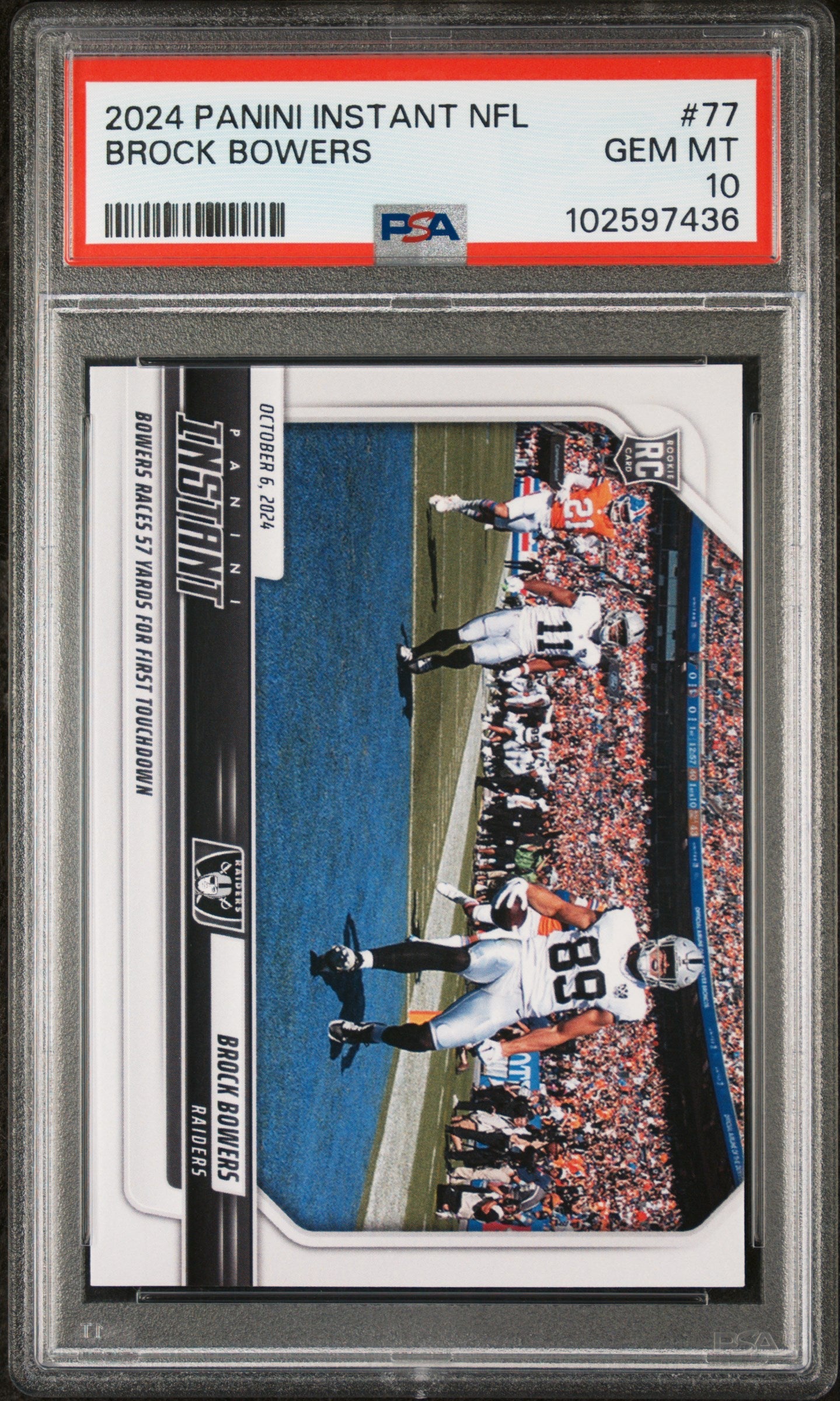 Graded 2024 Panini Instant NFL Brock Bowers #77 Rookie RC Football Card PSA 10 Gem Mint