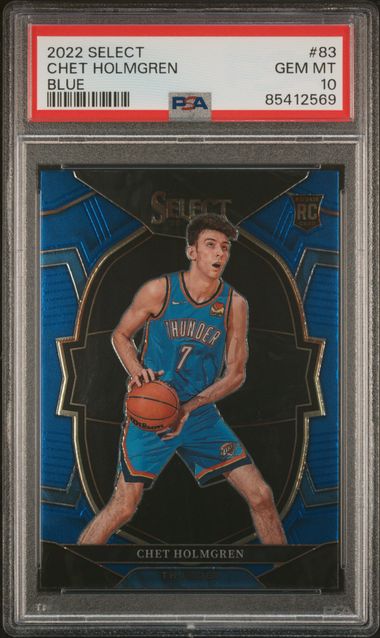 Graded 2022 Panini Select Chet Holmgren #83 Blue Rookie RC Basketball Card PSA 10 Gem Mint