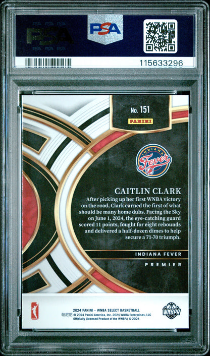 Graded 2024 Panini Select WNBA Caitlin Clark #151 Rookie RC Basketball Card PSA 10 Gem Mint