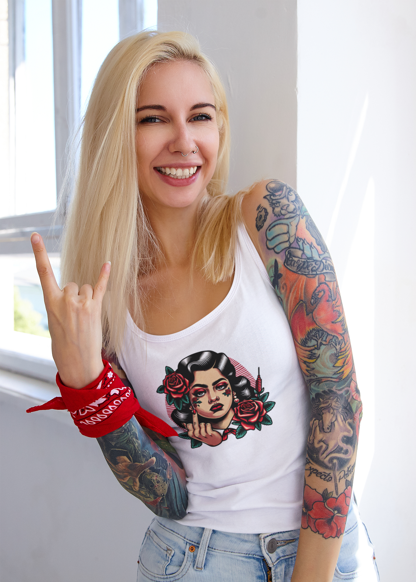 Vintage Middle Finger Graphic Racerback Tank