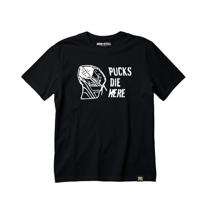 Pucks Die Here Hockey Goalie T-Shirt