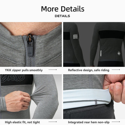 Men‘s Tencel Wool Cycling Jersey Breathable