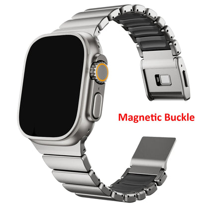 Premium Stainless Steel and Titanium Apple Watch Band | Soft Silicone Lining