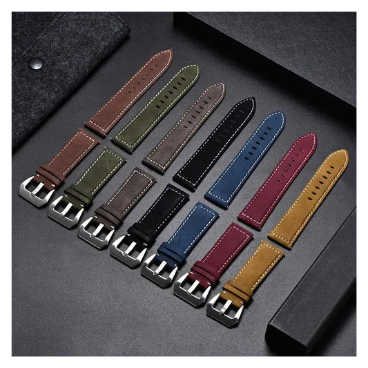 TicWatch Pro 5, Pro 3 & E3 Matte Leather Band with White Stitching