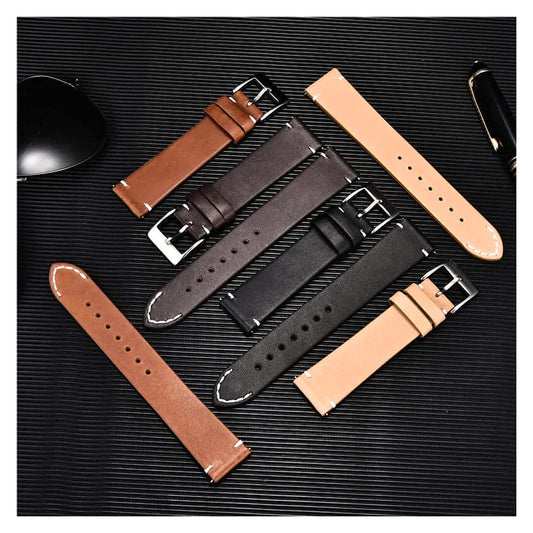 TicWatch Pro 5, Pro 3 & E3 Minimal Leather Band with Accent Stitches