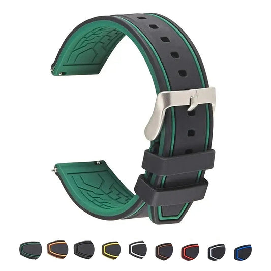 TicWatch Pro 5, Pro 3 & E3 Two-Tone Silicone Band with Edge Stripes