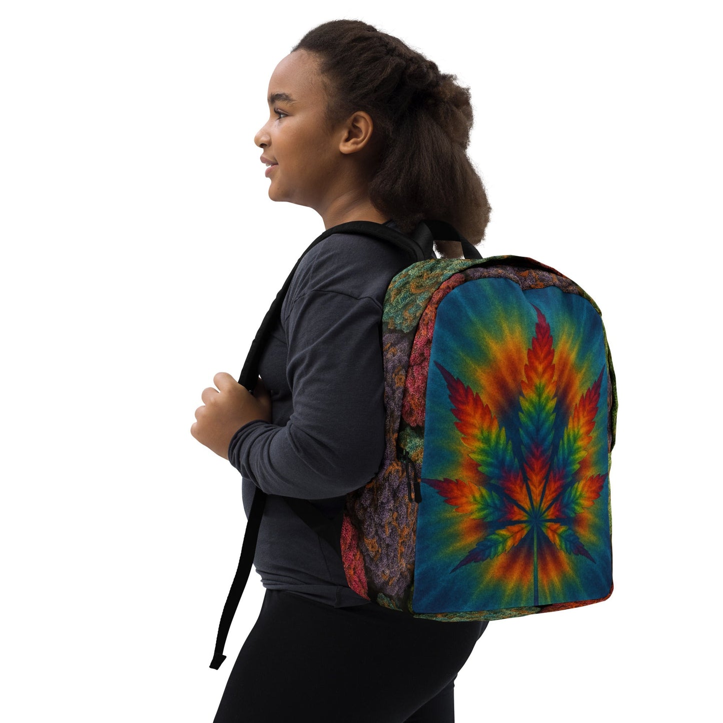 Tie-dye pot leaf Minimalist Backpack