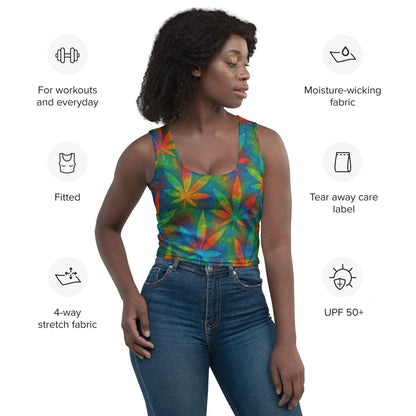 Tie-dye Weed Crop Top