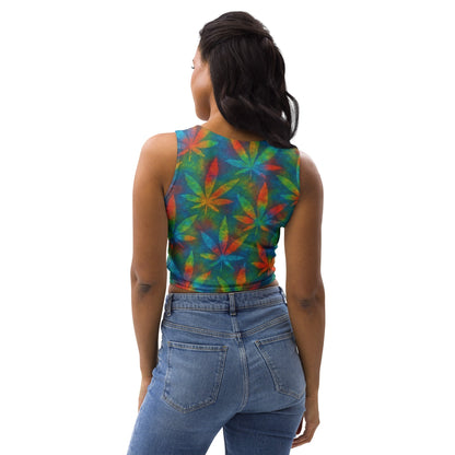 Tie-dye Weed Crop Top