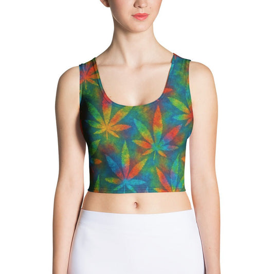 Tie-dye Weed Crop Top