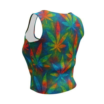 Tie-dye Weed Crop Top
