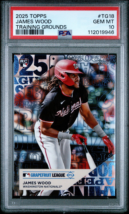 Graded 2025 Topps James Wood #TG18 Training Grounds Rookie RC Baseball Card PSA 10 Gem Mint