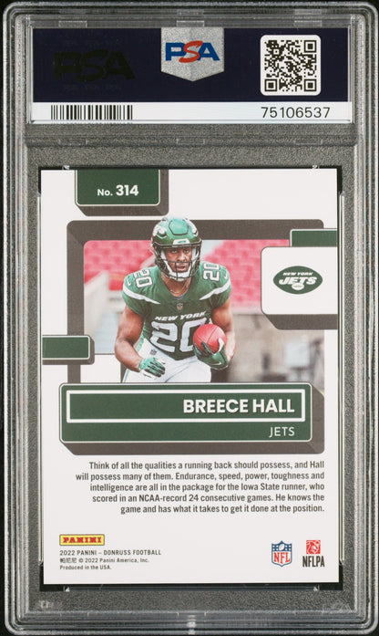 Graded 2022 Panini Donruss Breece Hall #314 Press Proof Premium Rookie RC Football Card PSA 10 Gem Mint