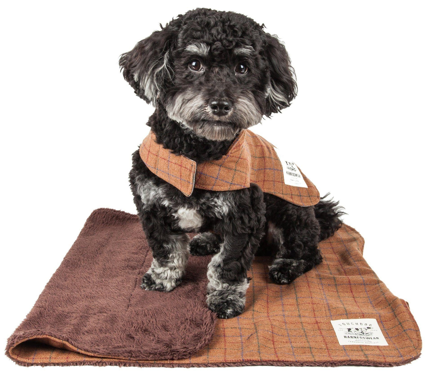 Touchdog ® 2-In-1 Windowpane Plaid Dog Jacket and Matching Reversible Dog Mat