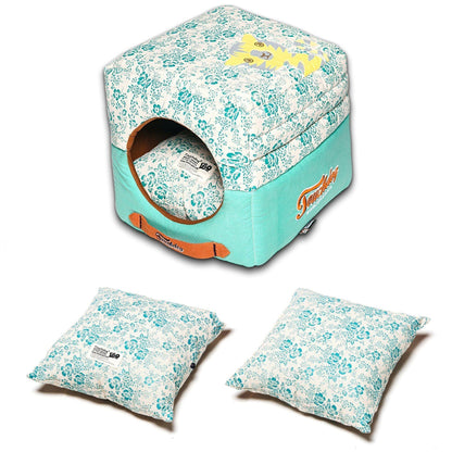 Touchdog ® 'Floral-Galoral' 2-in-1 Collapsible Squared Dog and Cat Bed