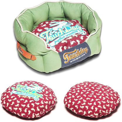 Touchdog ® 'Lazy-Bones' Rabbit-Spotted Rounded Designer Dog Bed