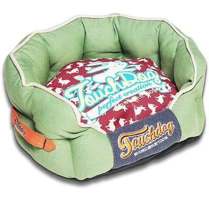 Touchdog ® 'Lazy-Bones' Rabbit-Spotted Rounded Designer Dog Bed