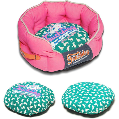 Touchdog ® 'Lazy-Bones' Rabbit-Spotted Rounded Designer Dog Bed